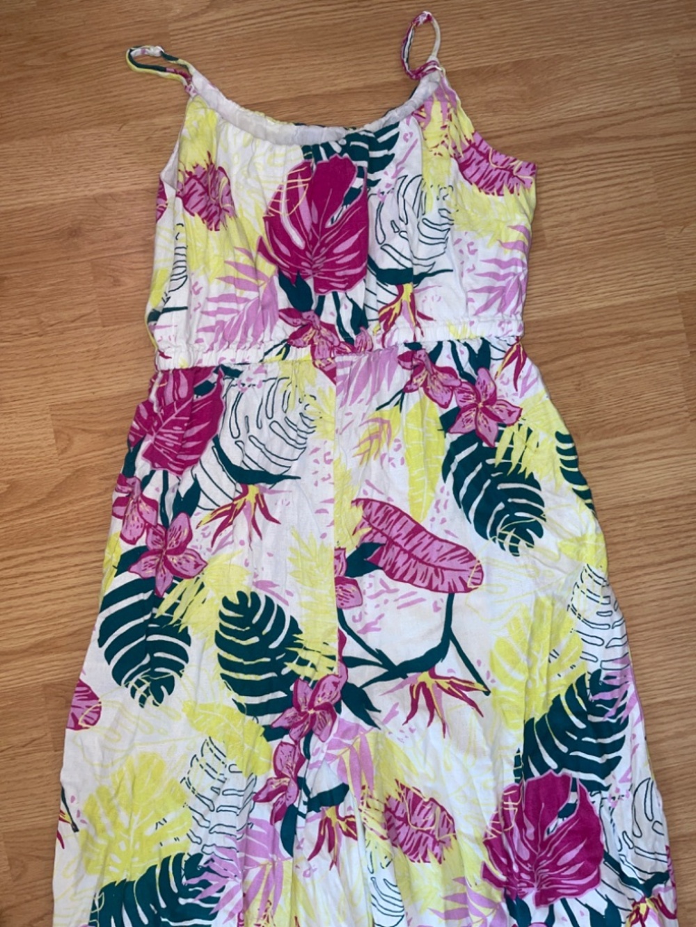 Nicole Miller Linen Blend Tropical Wide Leg Jumpsuit Overalls Size Medium - Picture 10 of 14